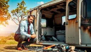 Caravan fire damage assessment