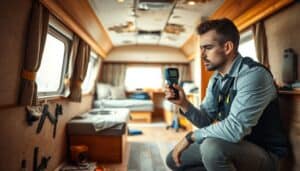Caravan water damage assessment