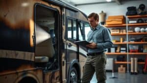 RV fire damage inspection