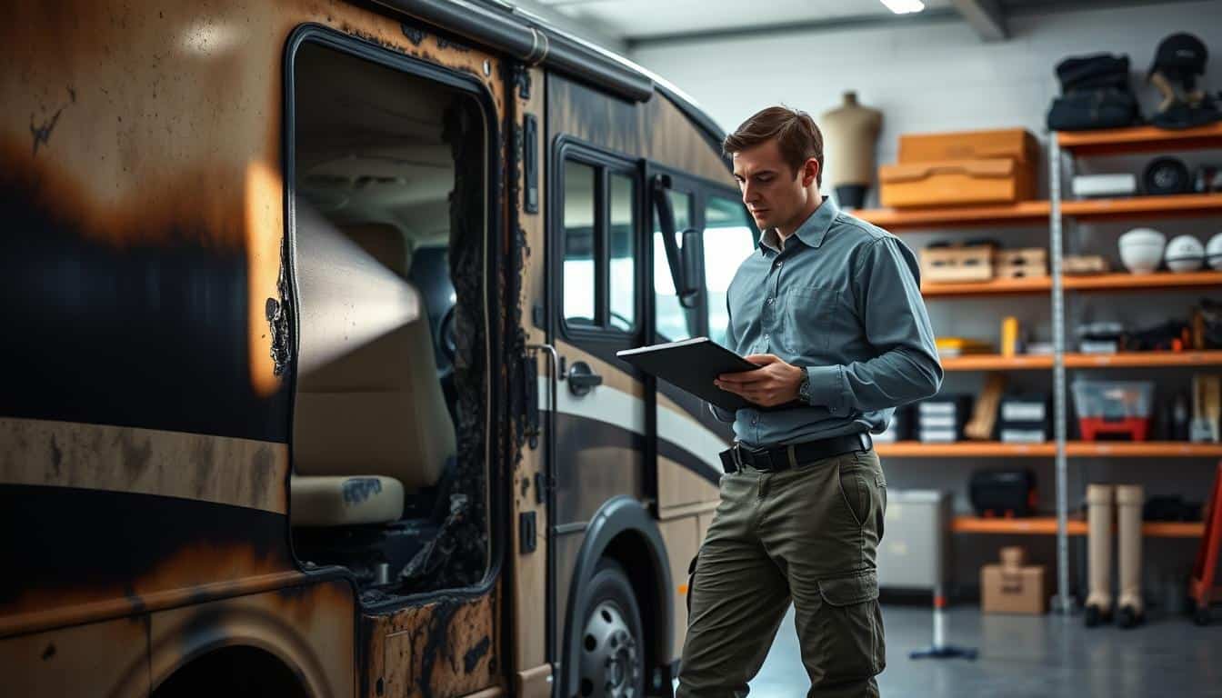 RV fire damage inspection